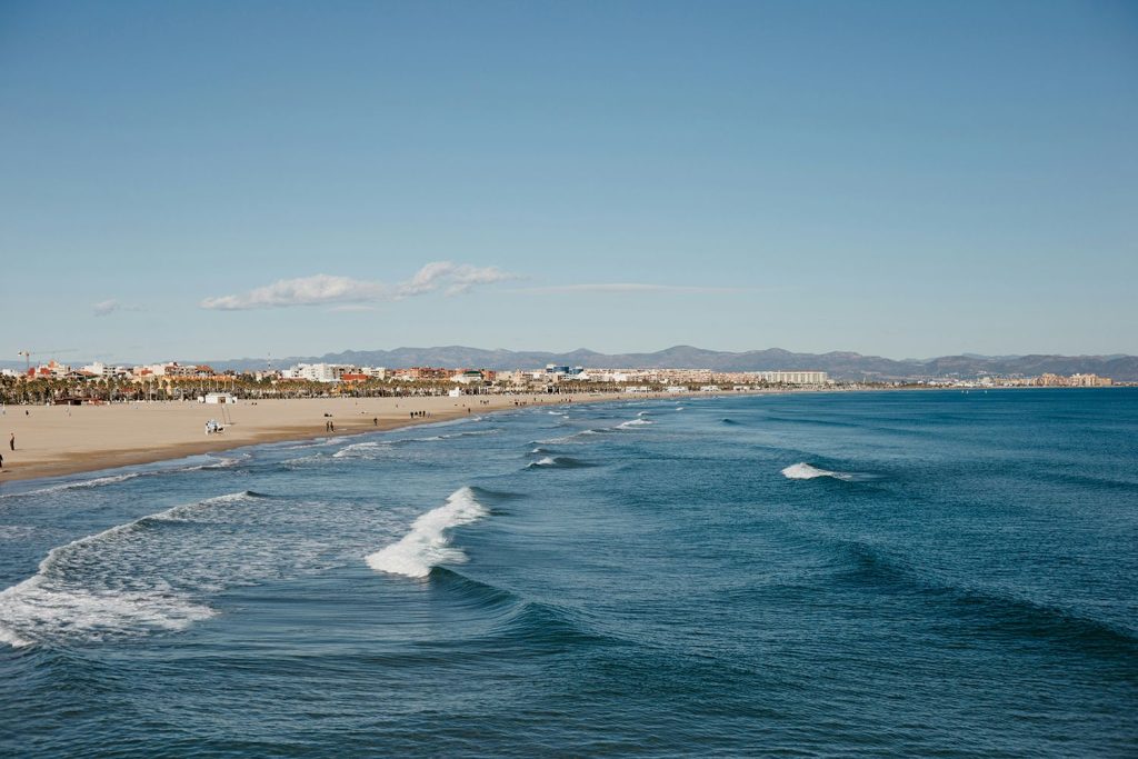 Malvarrosa beach, located in Valencia Spain.