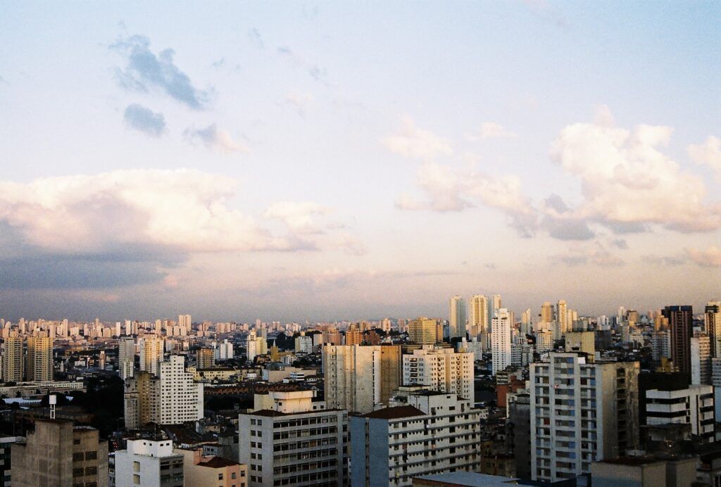 City skyline with residential buildings representing Spanish real estate market in autumn