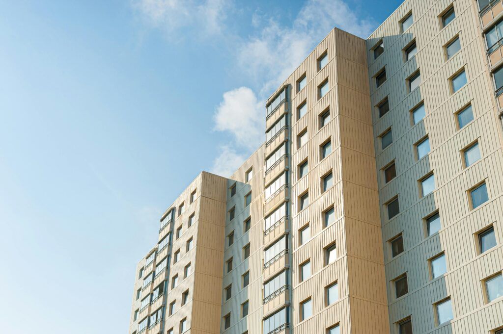 Modern new-build apartment building in Spain, representing year-end property deals
